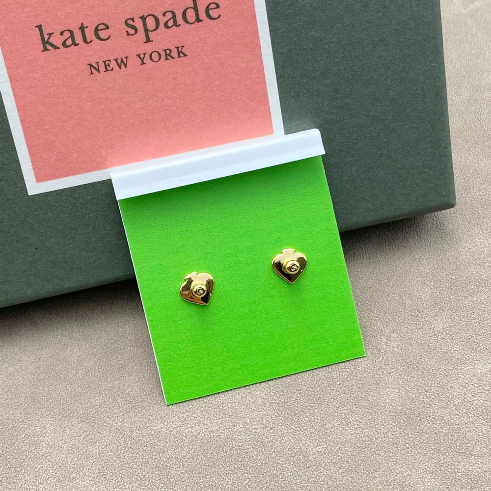 kate spade Full Diamond Knot Heart Petite Stud Earrings - Picture 2 of 6
